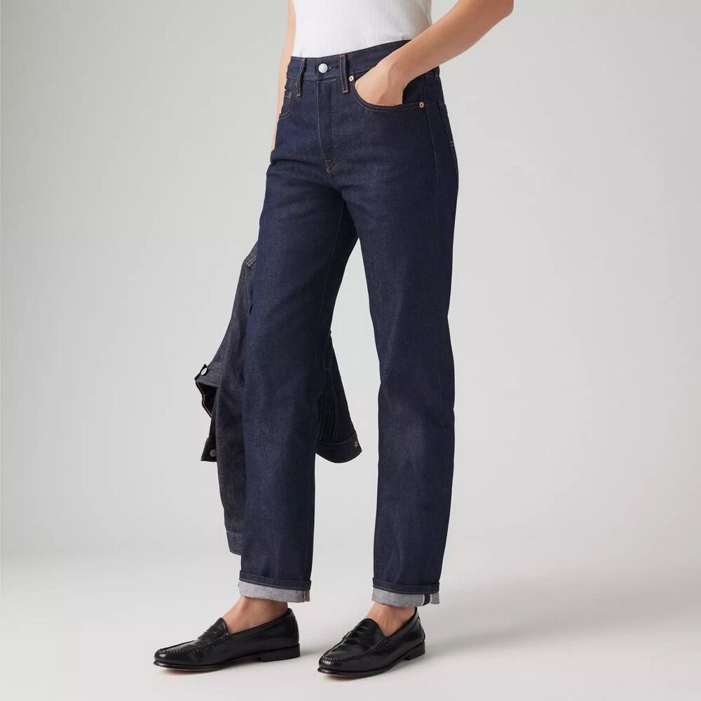 NWT $138 Levi's 501 Original Selvedge Jeans High Rise Dark Wash Women Size 32x32